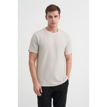 Cazador Erkek Bisiklet Yaka Örme Desen T Shirt 40510 A.gri