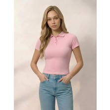 Broco Basic Polo Yaka Crop T-Shirt