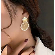 Trendy Chic Inci Detaylı Gold Küpe