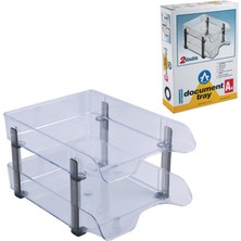 Ark Şeffaf 2 Katlı Plastik A4 Evrak Rafı