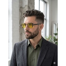 Dzmerc Retro Punk & Vintage Steampunk Tarzı Kare Metal Çerçeve Güneş Gözlük / Unisex / Sarı