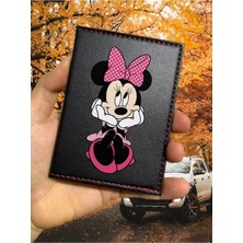 Minnie Desenli Vinleks Deri Oto Ruhsat Kılıfı, Dikişli ve Şık Tasarım