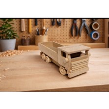 WoodBay Ahşap Kayın Açık Kasa Kamyon – El Yapımı Dekoratif Oyuncak Kamyon, Doğal Ahşap Hediyelik