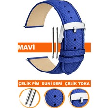  14mm-16mm-18mm-20mm-22mm saatlerle uyumlu baskılı model deri saat kordonu kayışı al11ımp-mavı