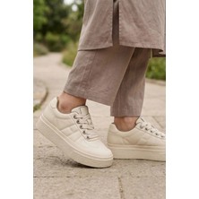 In Step Urban Platform: Vegan Deri Kalın Tabanlı Günlük Kadın Sneaker Krem