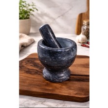 WoodBay Mermer Siyah Renk Havan Tokmak Set Büyük Boy 9,5 Çap