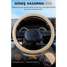 E-BİZ Direksiyon Kılıfı Universal Geçmeli Oto Direksiyon Kılıfı Premium Deri Kaymaz Kolay Montaj