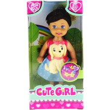 MEGA Cute Girl Sarı Köpekli ve Kumral Mini Bebek