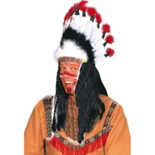 Ett Kızılderili Başlığı Şapkası Kırmızı Beyaz