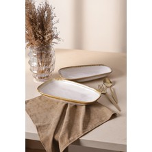 Keramika Shizen Krem Tetra Kayık Tabak 28 cm 2 Adet Q44
