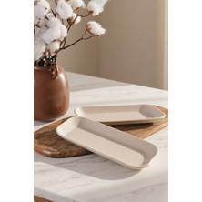 Keramika Mat Krem Pergamon Kayık Tabak 26 cm 2 Adet 040