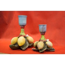 Rengarenk 2’li Limon Temalı Şamdan Seti