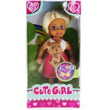 MEGA Cute Girl Kahverengi Köpekli ve Sarışın Mini Bebek