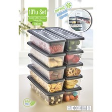Vigentino 10'lu Set Buzdolabı Organizer Mikrodalga ve Difrize Uygun Saklama Kabı 10 x 900 ml