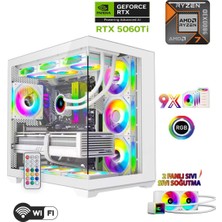 Apphirex Prime W96 Ryzen 7 9800X3D 32GB Ddr5 6000MHZ Ram 1TB+960GB SSD RTX5060Tİ 16GB 240MM Sıvı Soğutmalı Beyaz Masaüstü Oyuncu Bilgisayarı