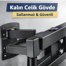 Zibox 32-55 Inç Uyumlu Hareketli Tv Askı Aparatı Çift Kollu 40 kg Taşıma Kapasiteli Full Hareket Duvar Aparatı