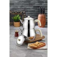 Cooker Tombo Maxi Boy Paslanmaz Çelik Çaydanlık Takımı 1,75 - 2,75 Litre CKR3702
