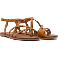 Derimod Kadın Taba Tokalı Deri Bodrum Sandalet 26SFD333418