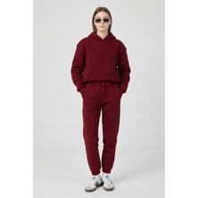 Segnante Kadın 3 Iplik Lastikli Kapüşonlu Eşofman Takımı Bordo