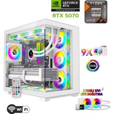 Apphirex Prime W79 Ryzen 7 9800X3D 32GB Ddr5 6000MHZ Ram 1tb M2 SSD RTX5070 12GB 240MM Beyaz Sıvı Soğutmalı Masaüstü Oyuncu Bilgisayarı