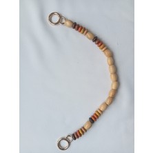 Hobi Durağı 43 cm Uçları Yaylı Halkalı Ahşap Boncuklu Çanta Sapı-Tekli