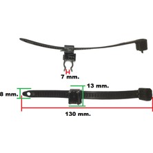 Gutsy Cırt Kelepçe 13 cm x 8 mm Kenar Klipsli Siyah | 7 mm U-Tipi Tutucu | 10 Adet Paket