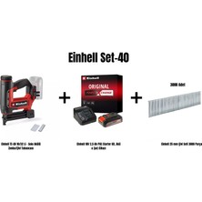 Einhell Set-40 (Einhell Te-Cn 18/32 Li - Solo Akülü Zımba/çivi Tabancası+Einhell 18V 2,5 Ah Pxc Starter Kit, Akü & Şarj Cihazı+Einhell 25 mm Çivi Seti 3000 Parça)