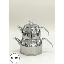 PremiumPort Metal Saplı Aile Boy Çaydanlık 1,45L/2,90L, Kullanışlı ve Şık Tasarım