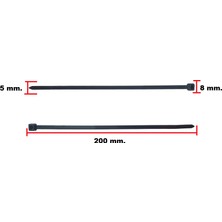 Gutsy Cırt Kelepçe 20 cm x 5 mm Siyah Plastik | 100 Adet Paket | Kilitli Kablo Bağı