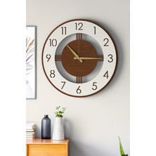 Lupokraft Dekoratif Büyük Boy Ahşap Detaylı Modern Duvar Saati 48CM - Salon Ofis Antre Saati