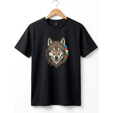 Widi Kurt Turan Baskılı Türk Devletleri Tasarımlı Bozkurt ve Ay Yıldız Basic Regular Fit T-Shirt