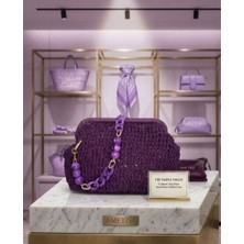 Atlasın Evreni El Örgüsü Renkli Çanta Mor - Standart