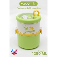 Vagonlife 1280 ml 2 Kat Sızdırmaz 304 Paslanmaz Çelik Bento Lunch Box Yeni Nesil Sefer Tası -FFLBOX12167