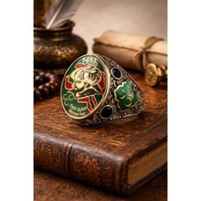 Siset Gümüş 925 Vayar  Mine Kaplama Fatih  Sultan  Han  Fetih Erkek Gümüş Yüzük