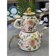 PremiumPort Emaye Rose Deluxe Çaydanlık 4,4 Litre Büyük Boy, Şık ve Dayanıklı Tasarım