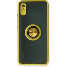 Prativas Redmi 9A Kılıf Montreal Yüzüklü Silikon Kapak - Sarı