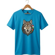 Widi Kurt Turan Baskılı Türk Devletleri Tasarımlı Bozkurt ve Ay Yıldız Basic Regular Fit T-Shirt