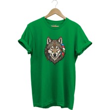 Widi Kurt Turan Baskılı Türk Devletleri Tasarımlı Bozkurt ve Ay Yıldız Basic Regular Fit T-Shirt