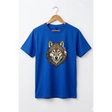 Widi Kurt Turan Baskılı Türk Devletleri Tasarımlı Bozkurt ve Ay Yıldız Basic Regular Fit T-Shirt