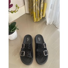 Hande Batmaz Butik Siyah Leopar Terlik