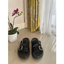 Hande Batmaz Butik Siyah Leopar Terlik