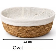 WoodBay Hasır Ekmek Sepeti - Bez Astarlı Mutfak Sepeti - 22X17 cm -OVAL