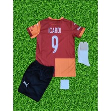 Moda Mauro Icardi 9 Numara 4'lü Set Galatâsarây Iç Saha Sarı Kırmızı Çocuk Forması