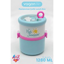 Vagonlife 1280 ml 2 Kat Sızdırmaz 304 Paslanmaz Çelik Bento Lunch Box Yeni Nesil Sefer Tası -FFLBOX12167