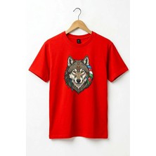 Widi Kurt Turan Baskılı Türk Devletleri Tasarımlı Bozkurt ve Ay Yıldız Basic Regular Fit T-Shirt