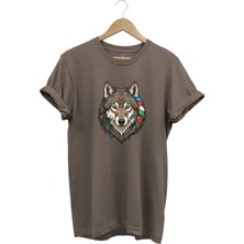 Widi Kurt Turan Baskılı Türk Devletleri Tasarımlı Bozkurt ve Ay Yıldız Basic Regular Fit T-Shirt