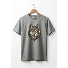 Widi Kurt Turan Baskılı Türk Devletleri Tasarımlı Bozkurt ve Ay Yıldız Basic Regular Fit T-Shirt