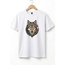 Widi Kurt Turan Baskılı Türk Devletleri Tasarımlı Bozkurt ve Ay Yıldız Basic Regular Fit T-Shirt