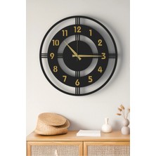 Lupokraft Dekoratif Yeni Modern Mintaka Gold-Gümüş Ayna Rakamlı Ahşap Duvar Saati 48CM