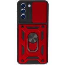 Prativas Galaxy S21 Fe Kılıf Pars Lens Yüzüklü Silikon - Kırmızı